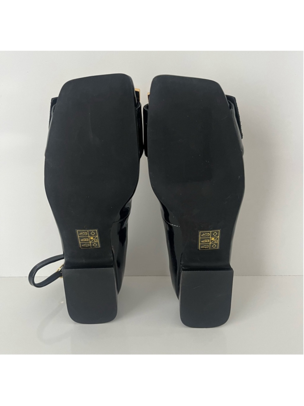 Jeffrey Campbell So Cute Ankle Strap Ballet Flat Square Toe Crinkle Patent Black - Picture 14 of 16